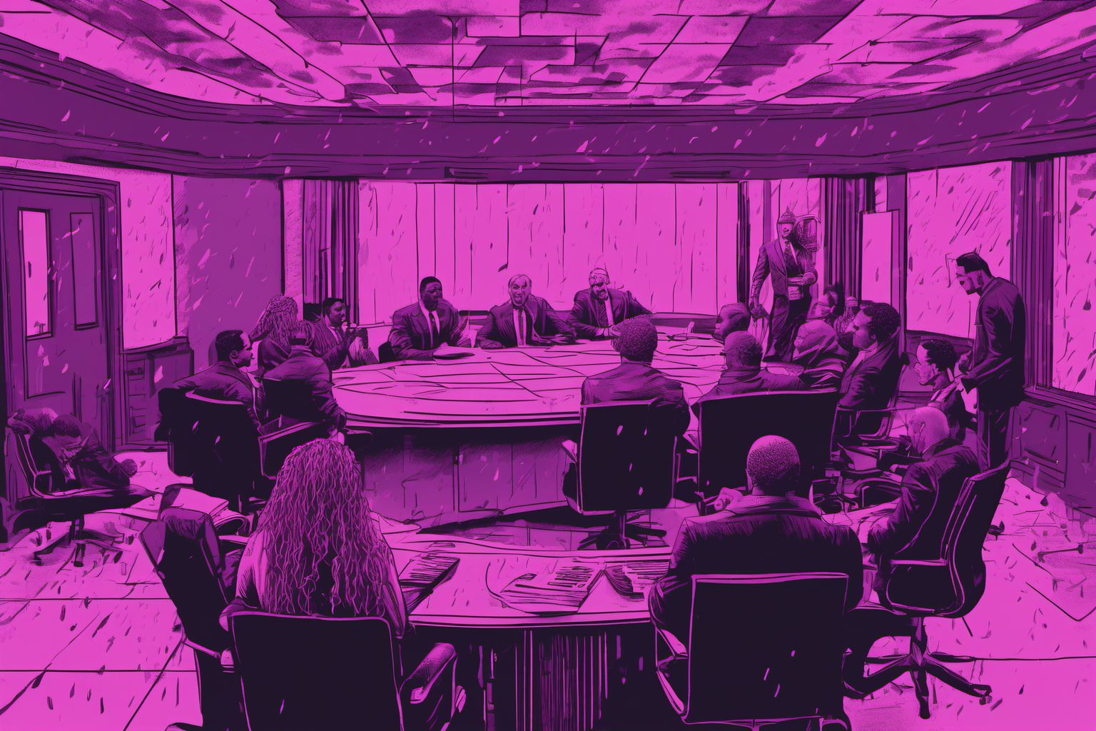 Boardroom security footage